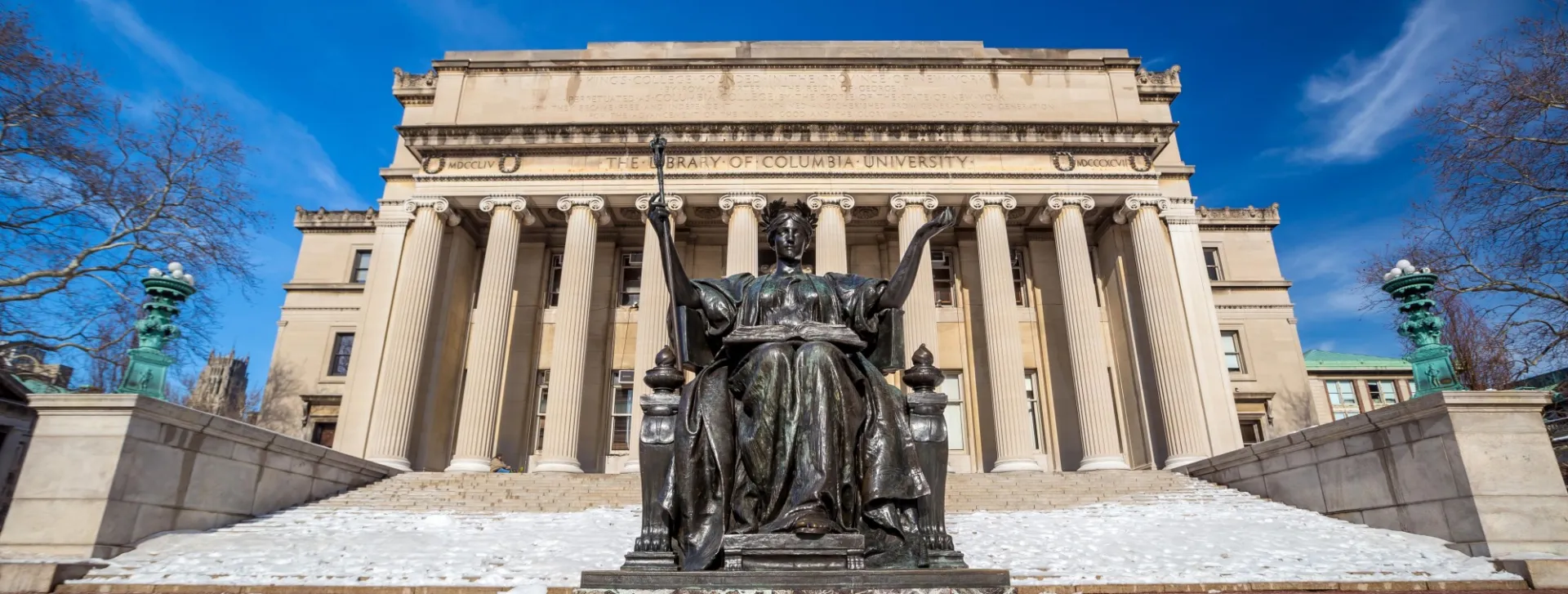 Alma Mater statue on Low Library steps