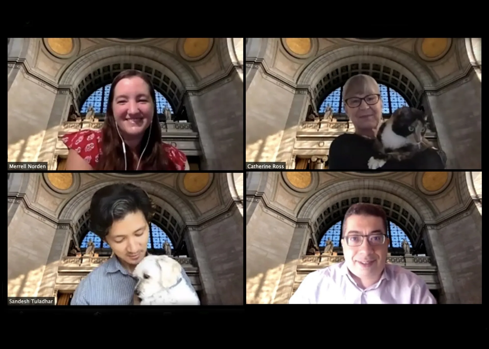 Zoom screenshot with four members of VPTLI staff
